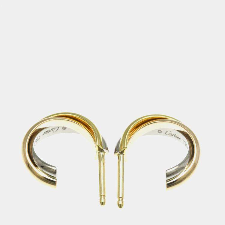 Pre Owned Cartier 18K Yellow, Rose, White Gold Trinity Earring