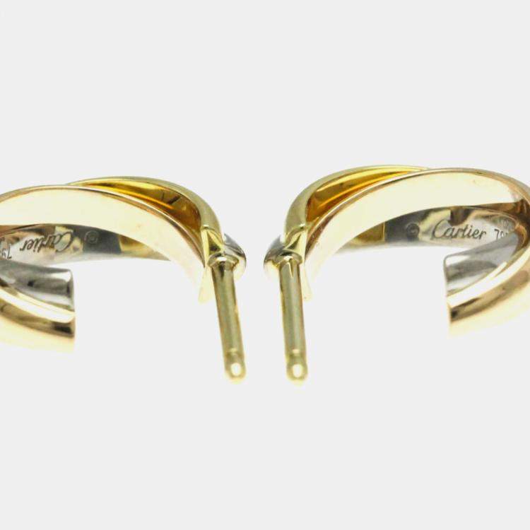 Pre Owned Cartier 18K Yellow, Rose, White Gold Trinity Earring