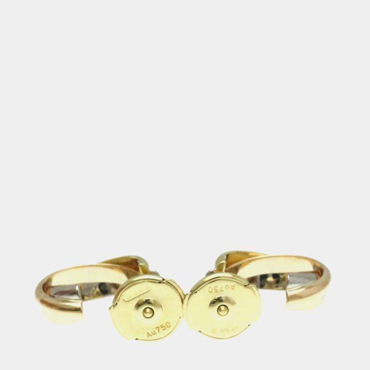 Pre Owned Cartier 18K Yellow, Rose, White Gold Trinity Earring
