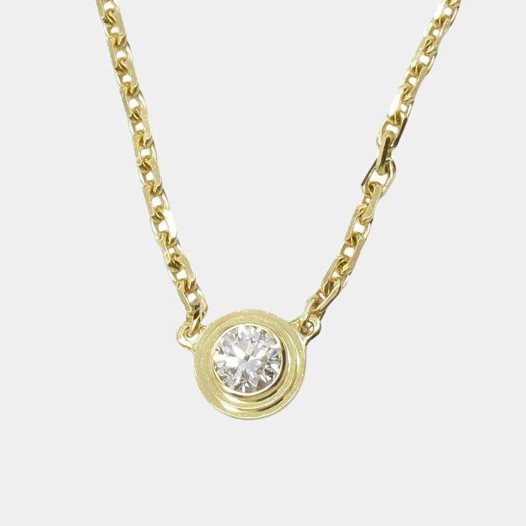 Pre Owned Cartier D'amour 18K Yellow Gold and Diamond Pendant Necklace