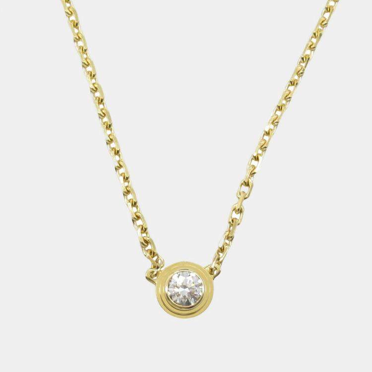 Pre Owned Cartier D'amour 18K Yellow Gold and Diamond Pendant Necklace