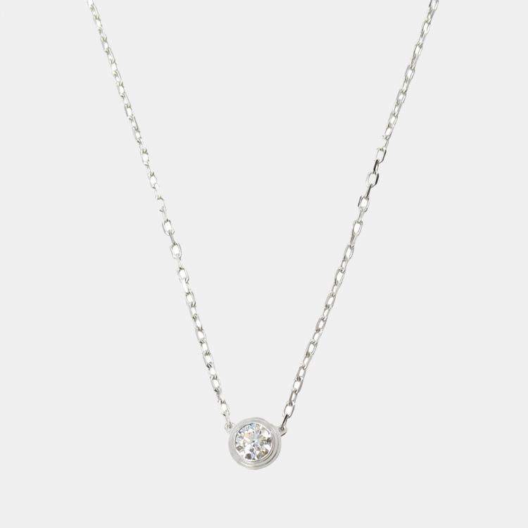 Pre Owned Cartier D'amour 18K White Gold and Diamond Pendant Necklace