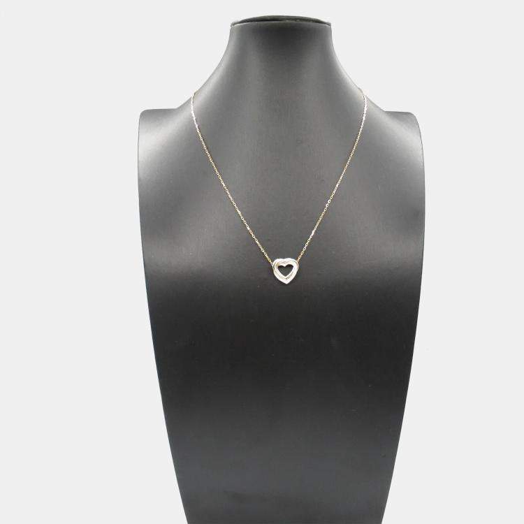 Pre Owned Cartier Trinity Heart Diamond 18K Yellow, Pink, White Gold Diamonds Necklace 