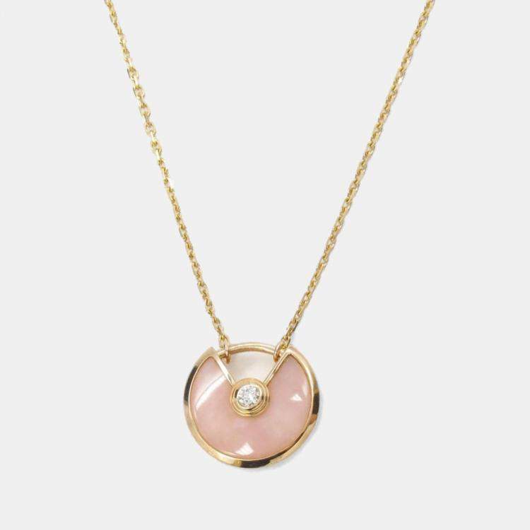 مملوكة مسبقًا Cartier Amulette De Cartier 18K Rose Gold,Diamond and Opal Pendant Necklace