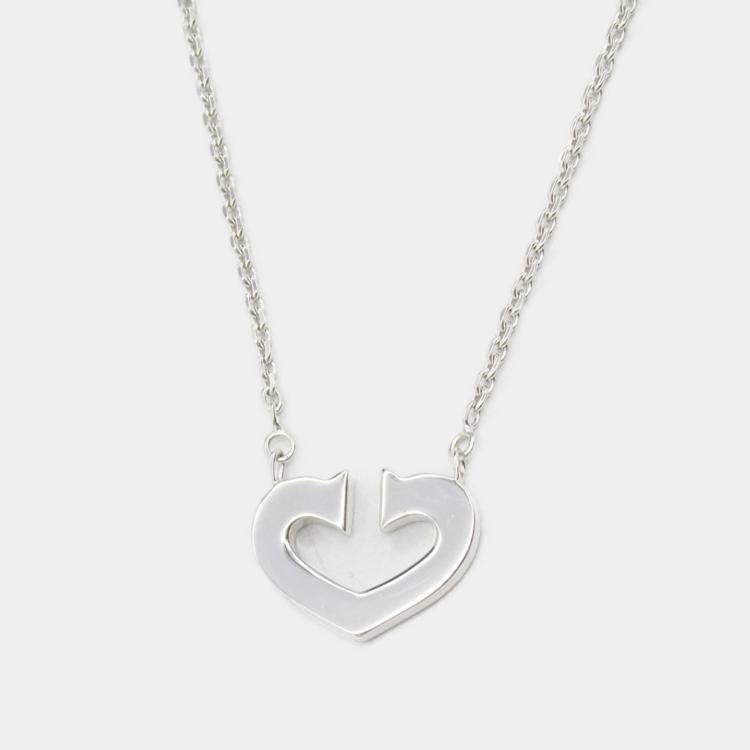 Pre Owned Cartier C De Cartier Heart 18K White Gold Pendant Necklace