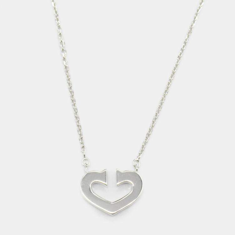 Pre Owned Cartier C De Cartier Heart 18K White Gold Pendant Necklace