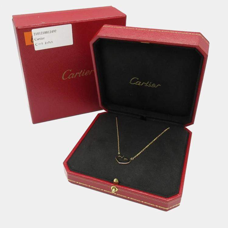 Pre Owned Cartier C De Cartier Heart 18K Yellow Gold Pendant Necklace