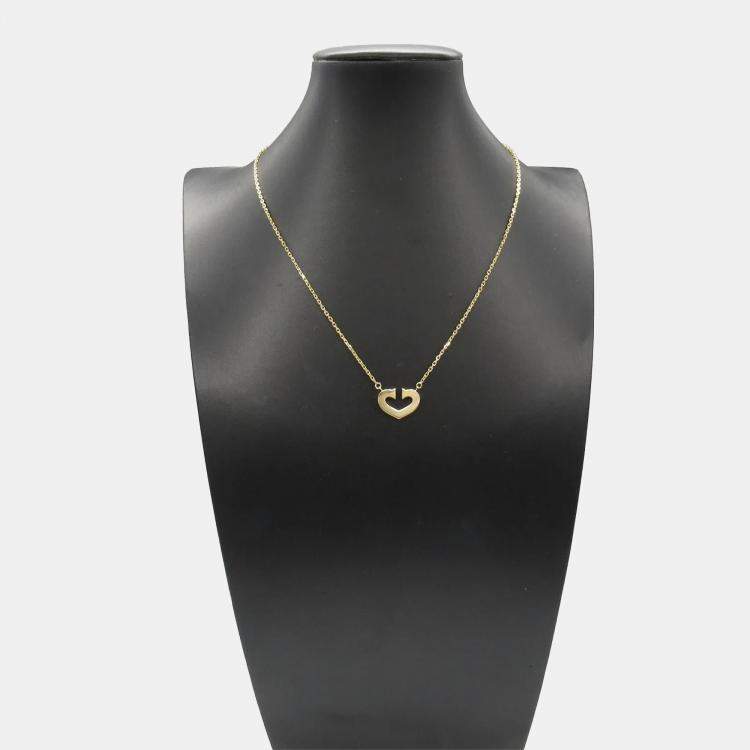 Pre Owned Cartier C De Cartier Heart 18K Yellow Gold Pendant Necklace
