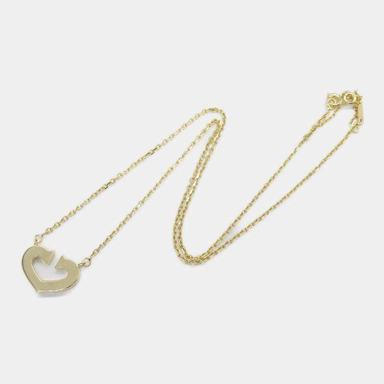 Pre Owned Cartier C De Cartier Heart 18K Yellow Gold Pendant Necklace