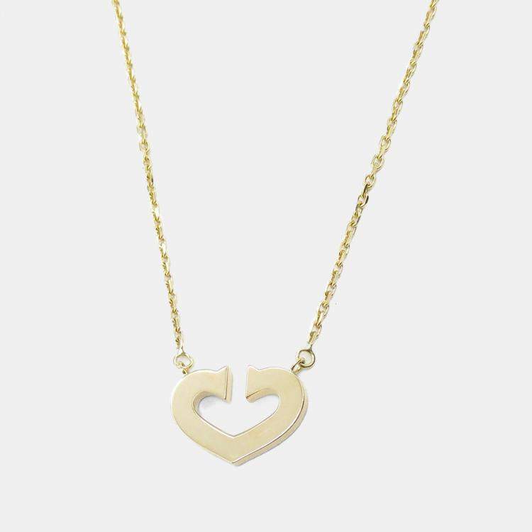 Pre Owned Cartier C De Cartier Heart 18K Yellow Gold Pendant Necklace