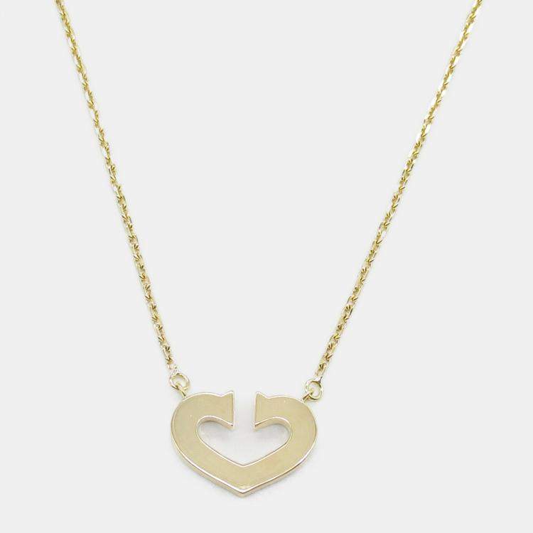 Pre Owned Cartier C De Cartier Heart 18K Yellow Gold Pendant Necklace