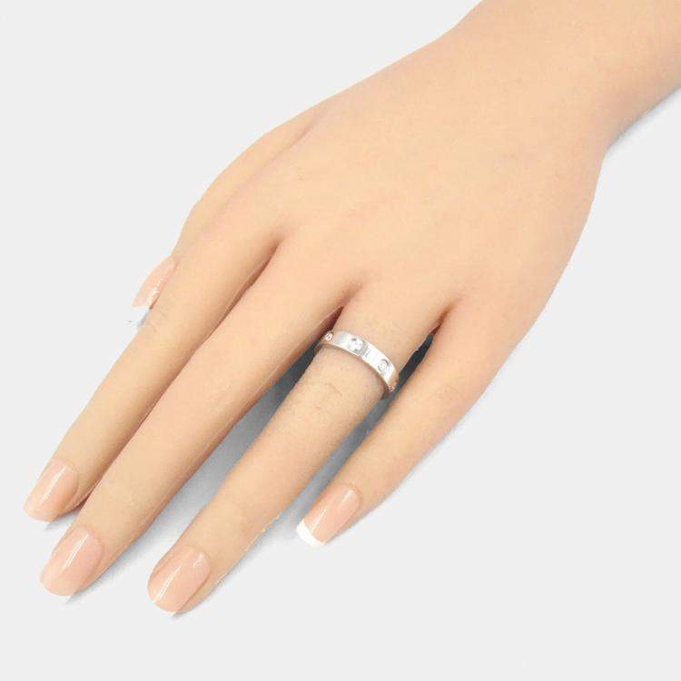 مملوكة مسبقًا Cartier Love 18K White Gold and Diamond Band Ring EU 53
