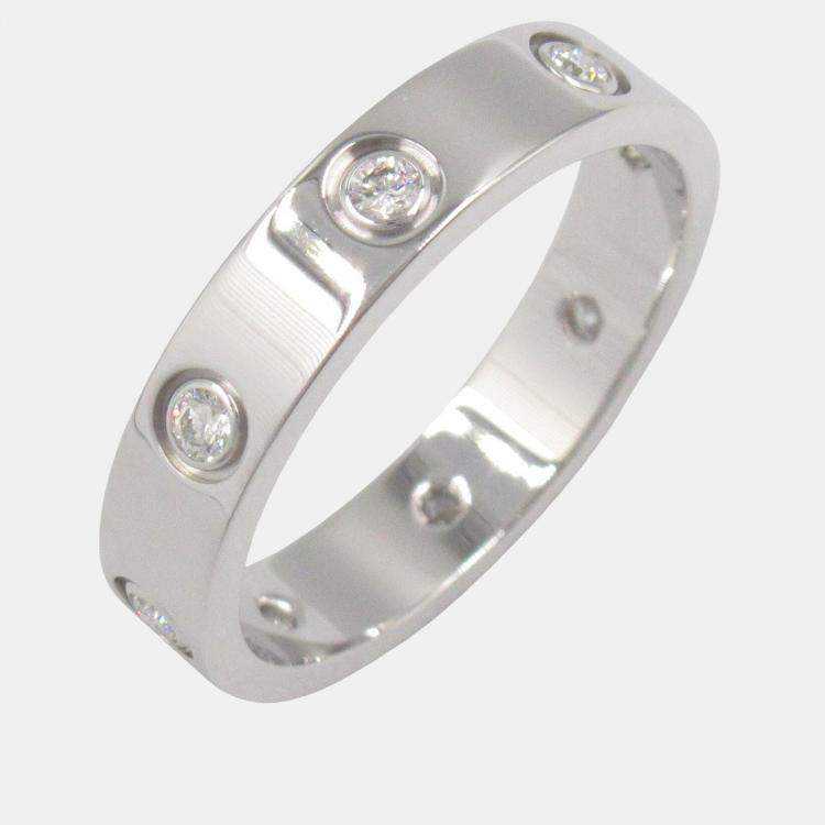 مملوكة مسبقًا Cartier Love 18K White Gold and Diamond Band Ring EU 53