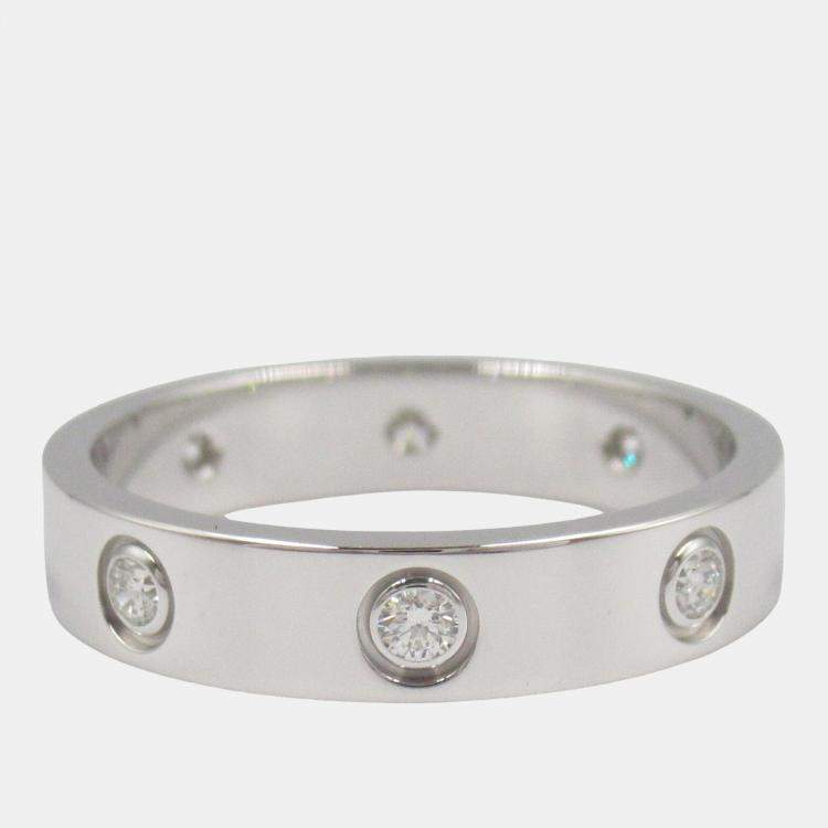 مملوكة مسبقًا Cartier Love 18K White Gold and Diamond Band Ring EU 53