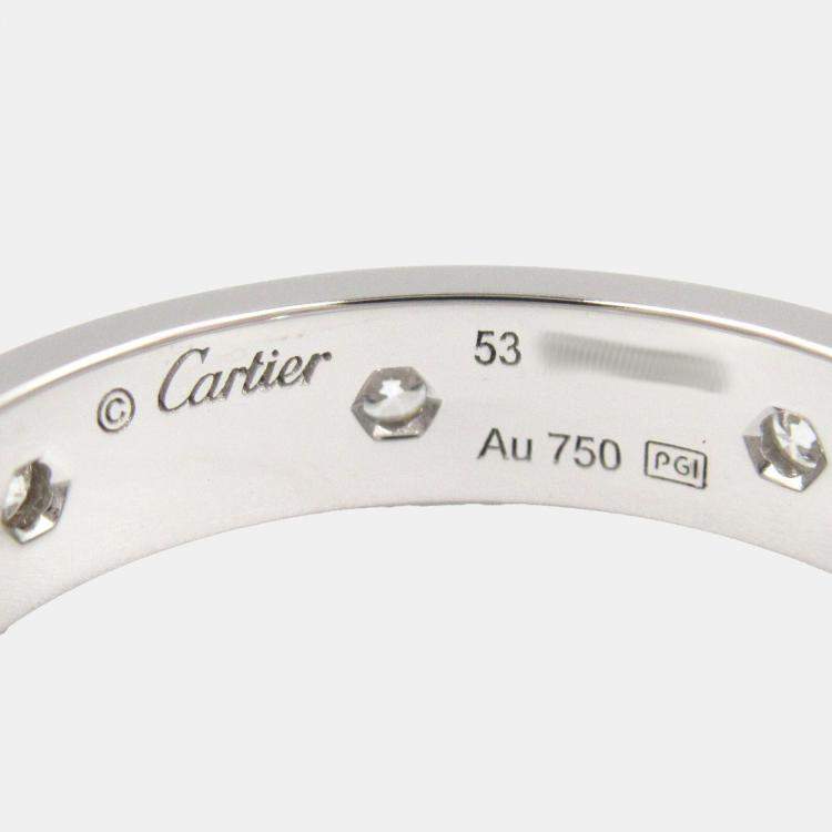 مملوكة مسبقًا Cartier Love 18K White Gold and Diamond Band Ring EU 53