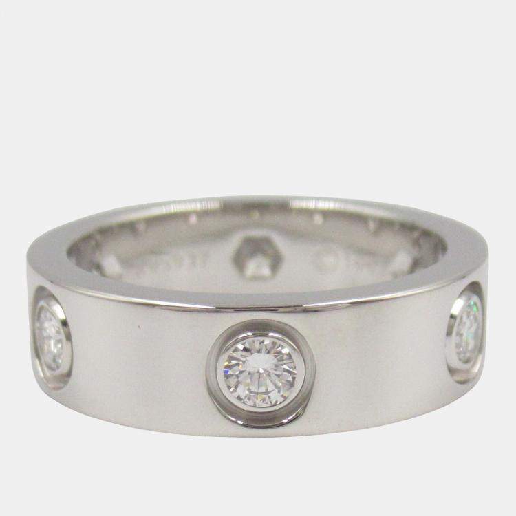 Pre Owned Cartier Love 18K White Gold and Diamond Love Band Ring EU 49