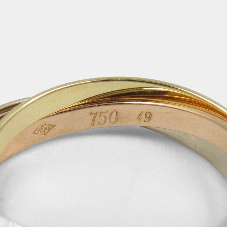 Pre Owned Cartier Trinity 18K Yellow, Rose, White Gold Band Ring EU 49