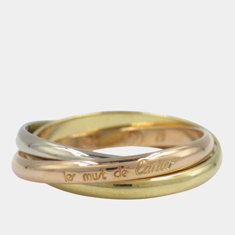 Pre Owned Cartier Trinity 18K Yellow, Rose, White Gold Band Ring EU 49