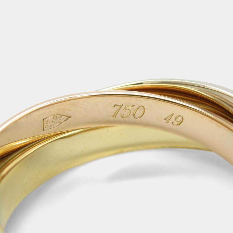 Pre Owned Cartier Trinity 18K Yellow, Rose, White Gold Band Ring EU 49
