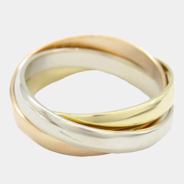 Pre Owned Cartier Trinity 18K Yellow, Rose, White Gold Band Ring EU 49