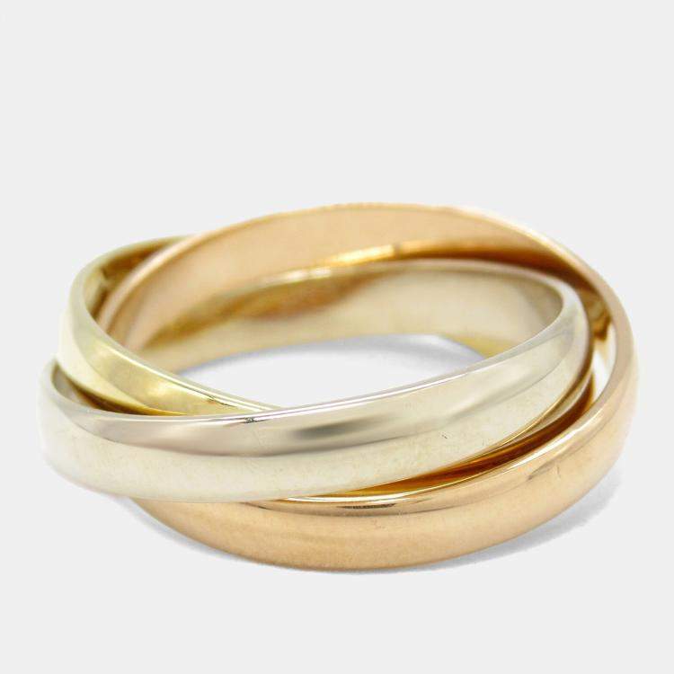 Pre Owned Cartier Trinity 18K Yellow, Rose, White Gold Band Ring EU 51