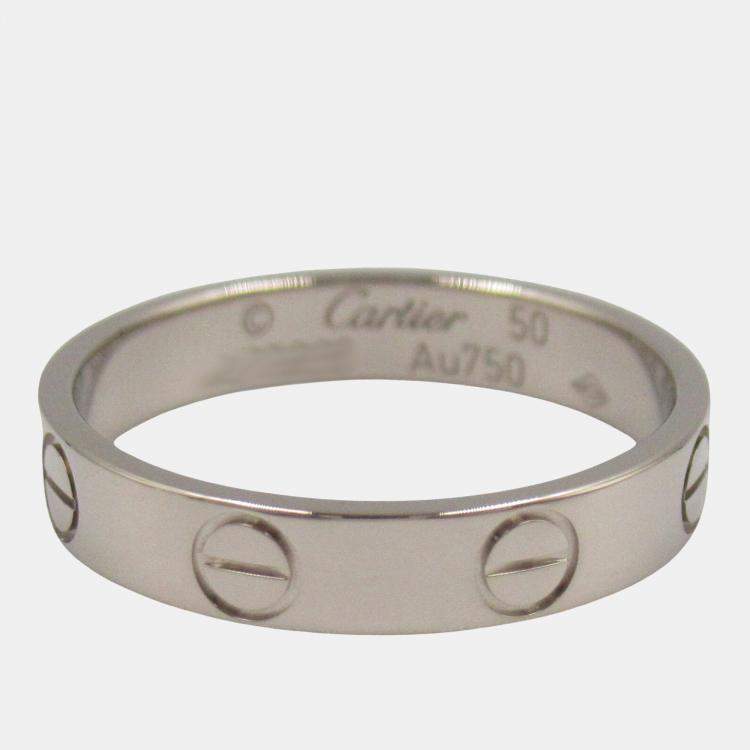 Pre Owned Cartier Love 18K White Gold Band Ring EU 50