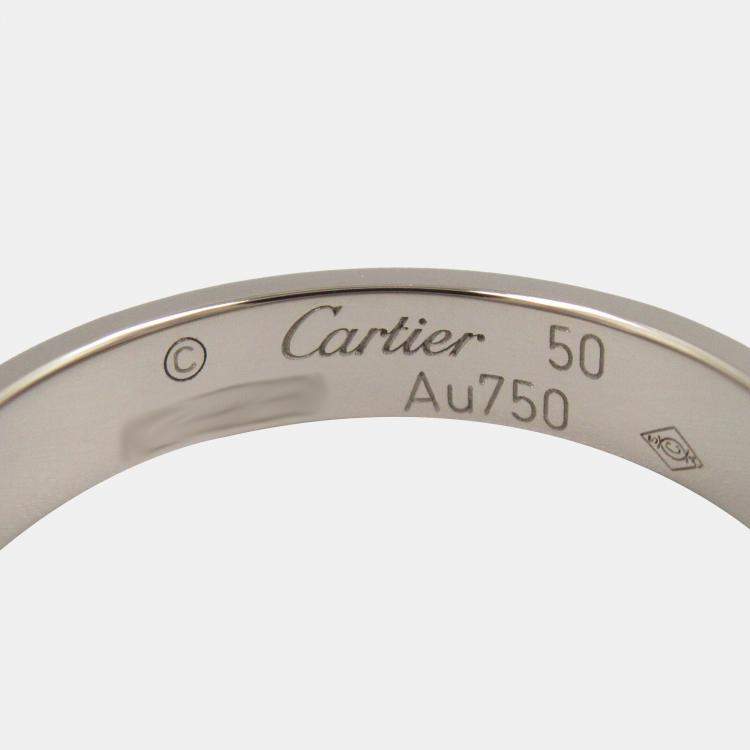 Pre Owned Cartier Love 18K White Gold Band Ring EU 50