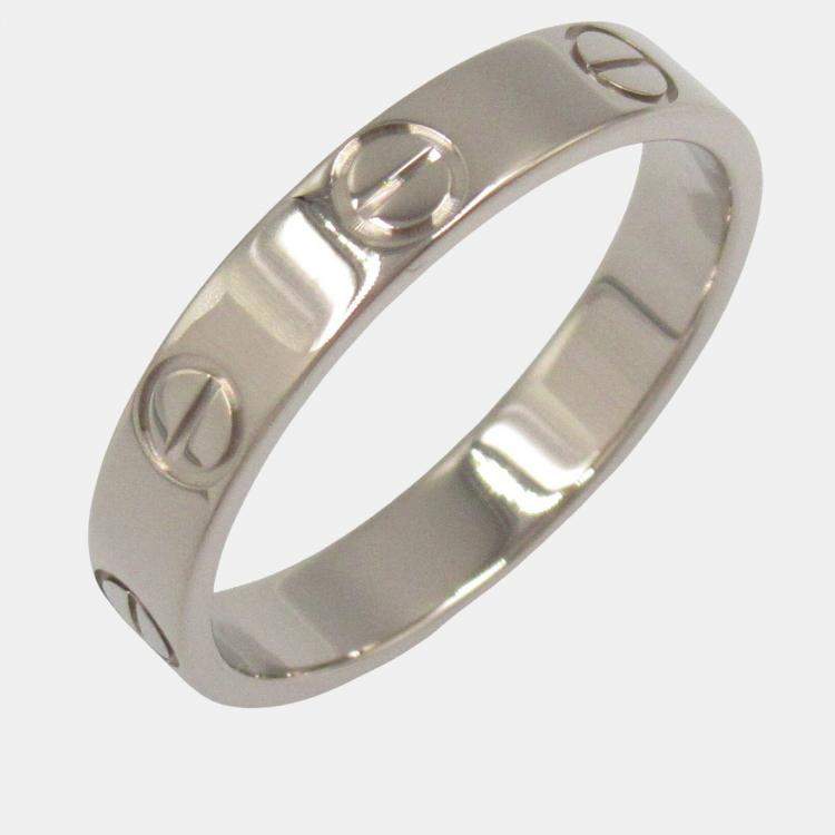 Pre Owned Cartier Love 18K White Gold Band Ring EU 50