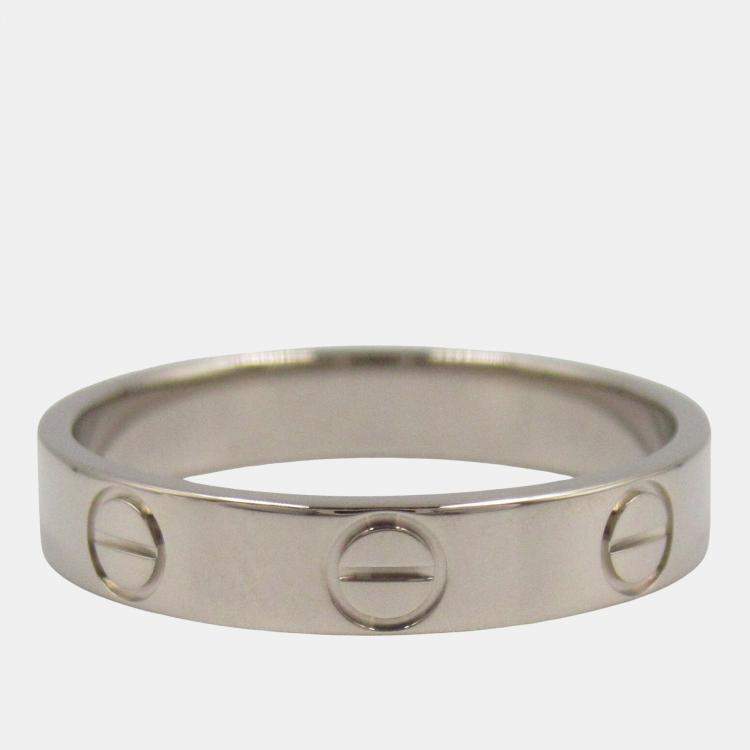 Pre Owned Cartier Love 18K White Gold Band Ring EU 50