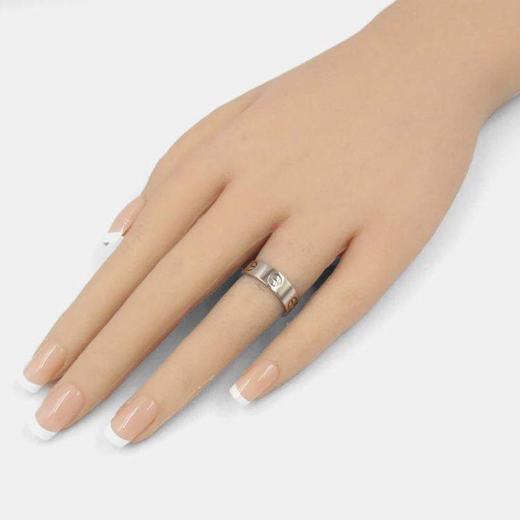 Pre Owned Cartier Love 18K White Gold Love Band Ring EU 50