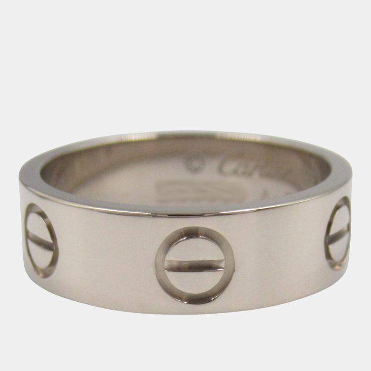 Pre Owned Cartier Love 18K White Gold Love Band Ring EU 50