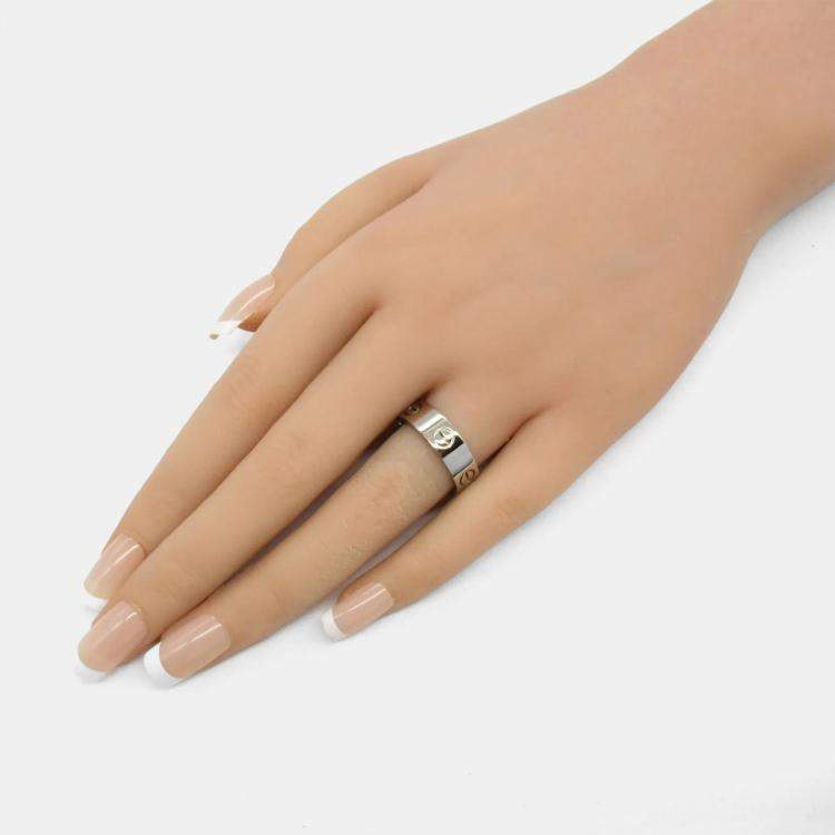 Pre Owned Cartier Love 18K White Gold Love Band Ring EU 57