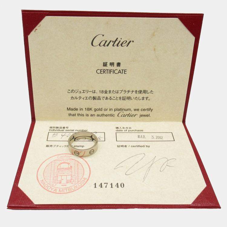 Pre Owned Cartier Love 18K White Gold Love Band Ring EU 57