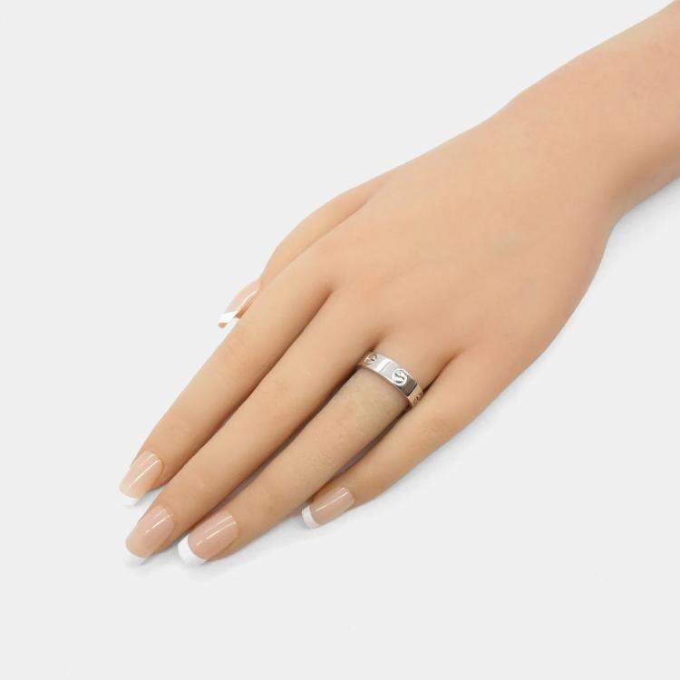 Pre Owned Cartier Love 18K White Gold Love Band Ring EU 55