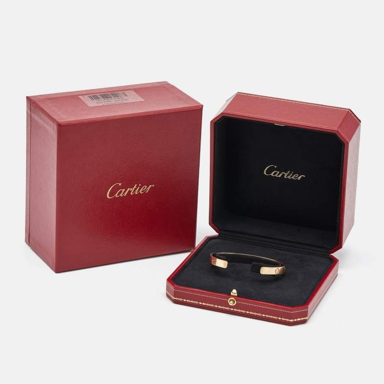 Pre Owned Cartier Love 18k Rose Gold Open Cuff Bracelet 18