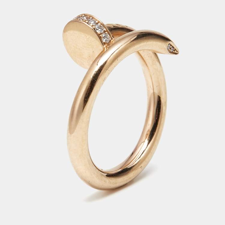 Pre Owned Cartier Juste Un Clou Diamonds 18k Rose Gold Ring Size 50