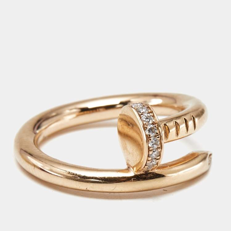 Pre Owned Cartier Juste Un Clou Diamonds 18k Rose Gold Ring Size 50