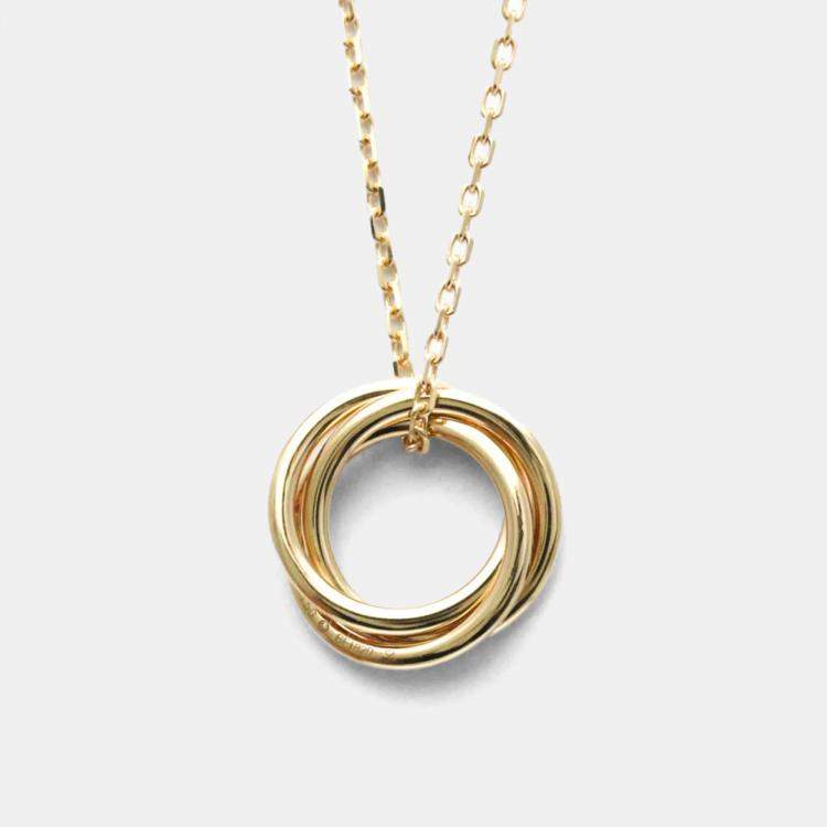 Pre Owned Cartier Trinity 18K Yellow, Rose, White Gold and Pink Sapphire Pendant Necklace