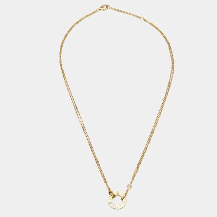 Pre Owned Cartier Love 2 Diamonds 18k Yellow Gold Necklace