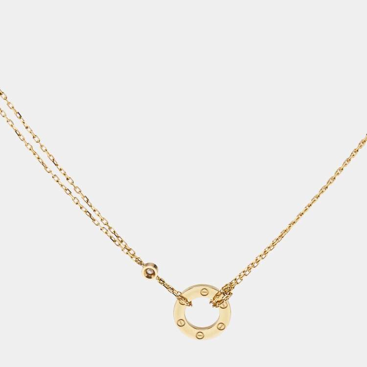 Pre Owned Cartier Love 2 Diamonds 18k Yellow Gold Necklace