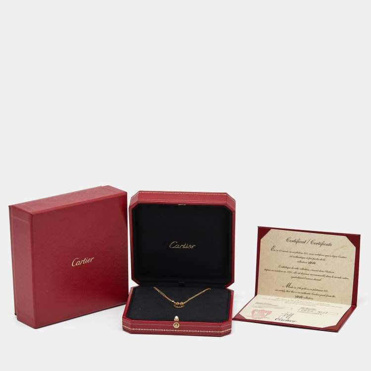 Pre Owned Cartier Love 2 Diamonds 18k Yellow Gold Necklace