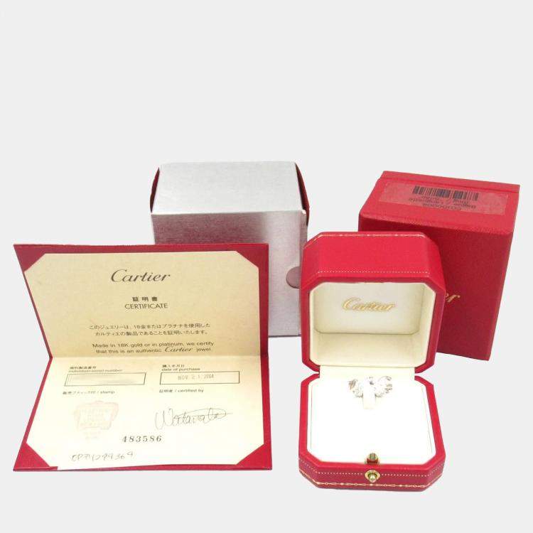 Pre Owned Cartier Diamond Signature 18K White Gold Diamond Ring EU 51