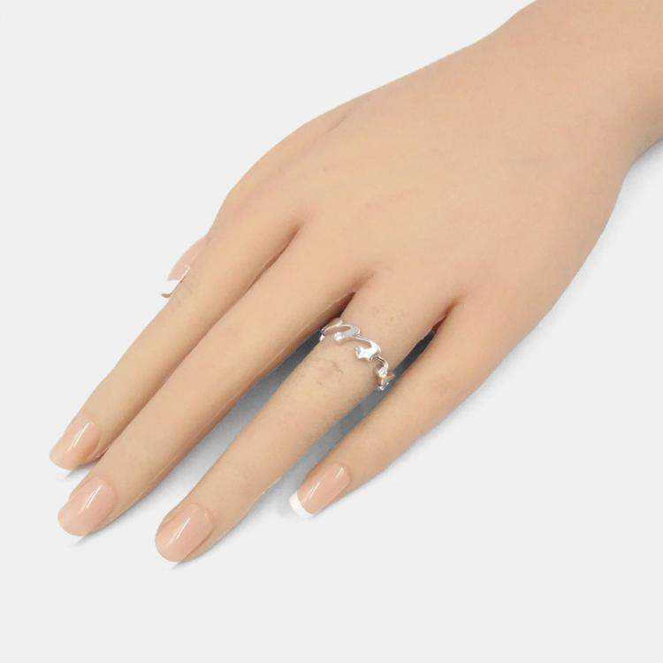 Pre Owned Cartier Diamond Signature 18K White Gold Diamond Ring EU 51