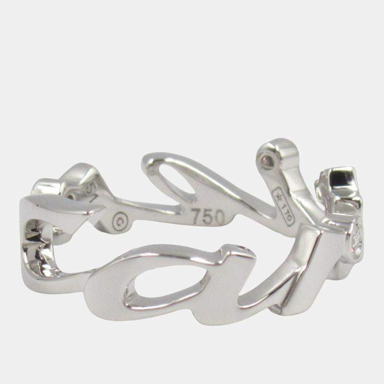 Pre Owned Cartier Diamond Signature 18K White Gold Diamond Ring EU 51