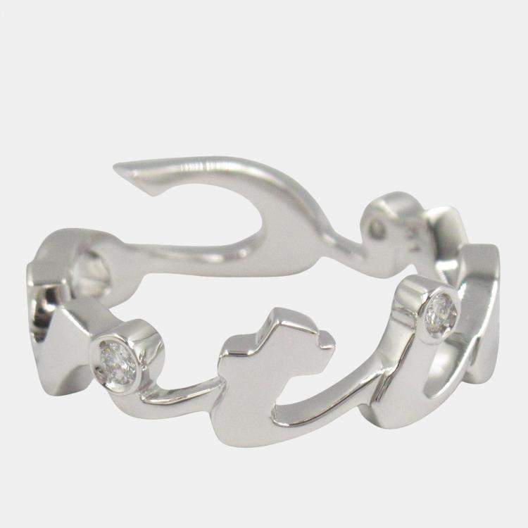 Pre Owned Cartier Diamond Signature 18K White Gold Diamond Ring EU 51