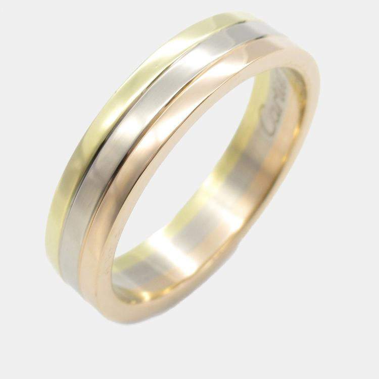 Pre Owned Cartier Vendome 18K Rose, White and Yellow Gold Band Ring EU 57