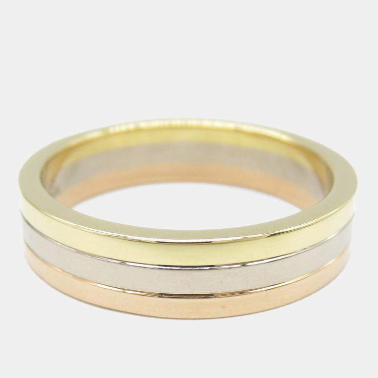 Pre Owned Cartier Vendome 18K Rose, White and Yellow Gold Band Ring EU 57