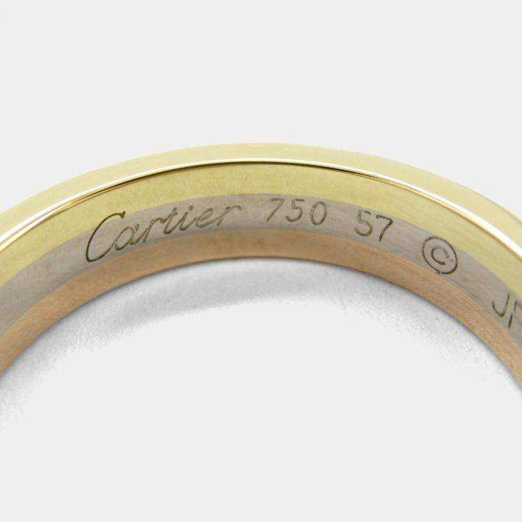 Pre Owned Cartier Vendome 18K Rose, White and Yellow Gold Band Ring EU 57