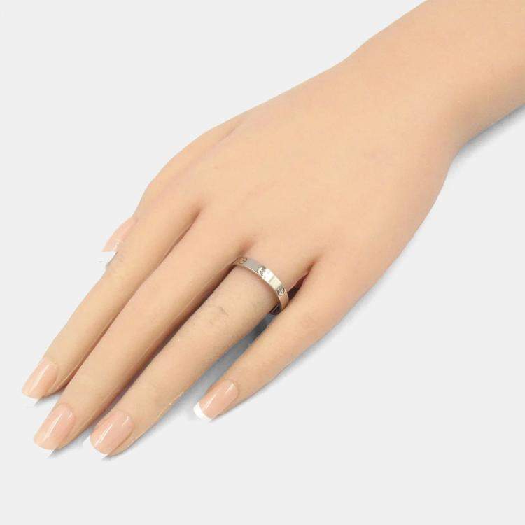 Pre Owned Cartier Love 18K White Gold Band Ring EU 62