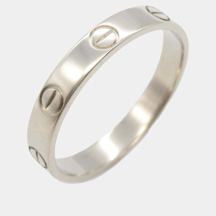 Pre Owned Cartier Love 18K White Gold Band Ring EU 58